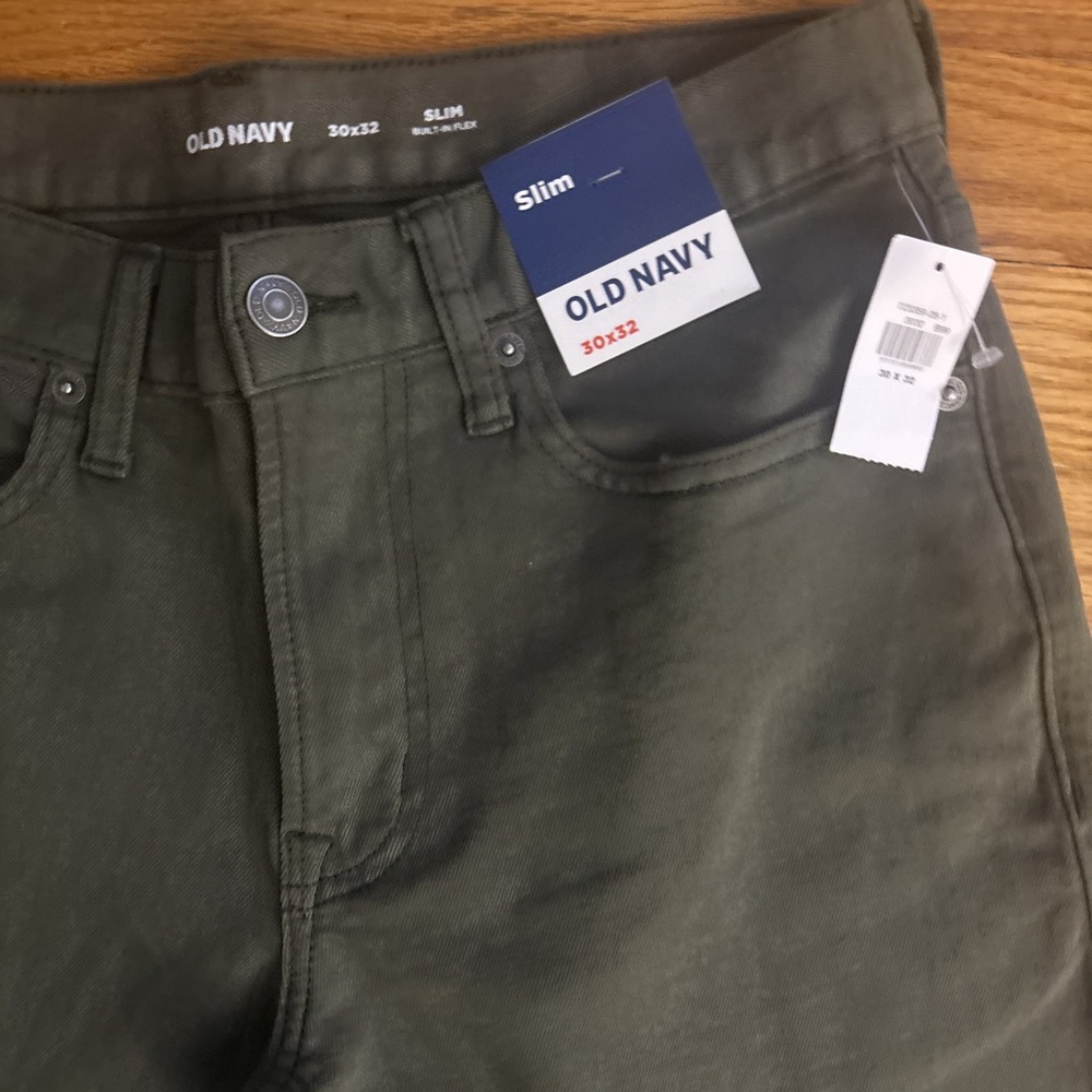 Old Navy Premium Denim Slim Fit Flex Green Jeans Men's 30" Waist 39x32 Vintage - Picture 2 of 5